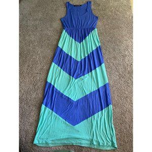 Carlota women’s medium blue / green sleeveless maxi dress